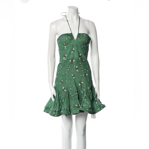 Agua by Agua Bendita Anturio Astro Esmeralda Linen Bee Dress – Size Small - Picture 3 of 5